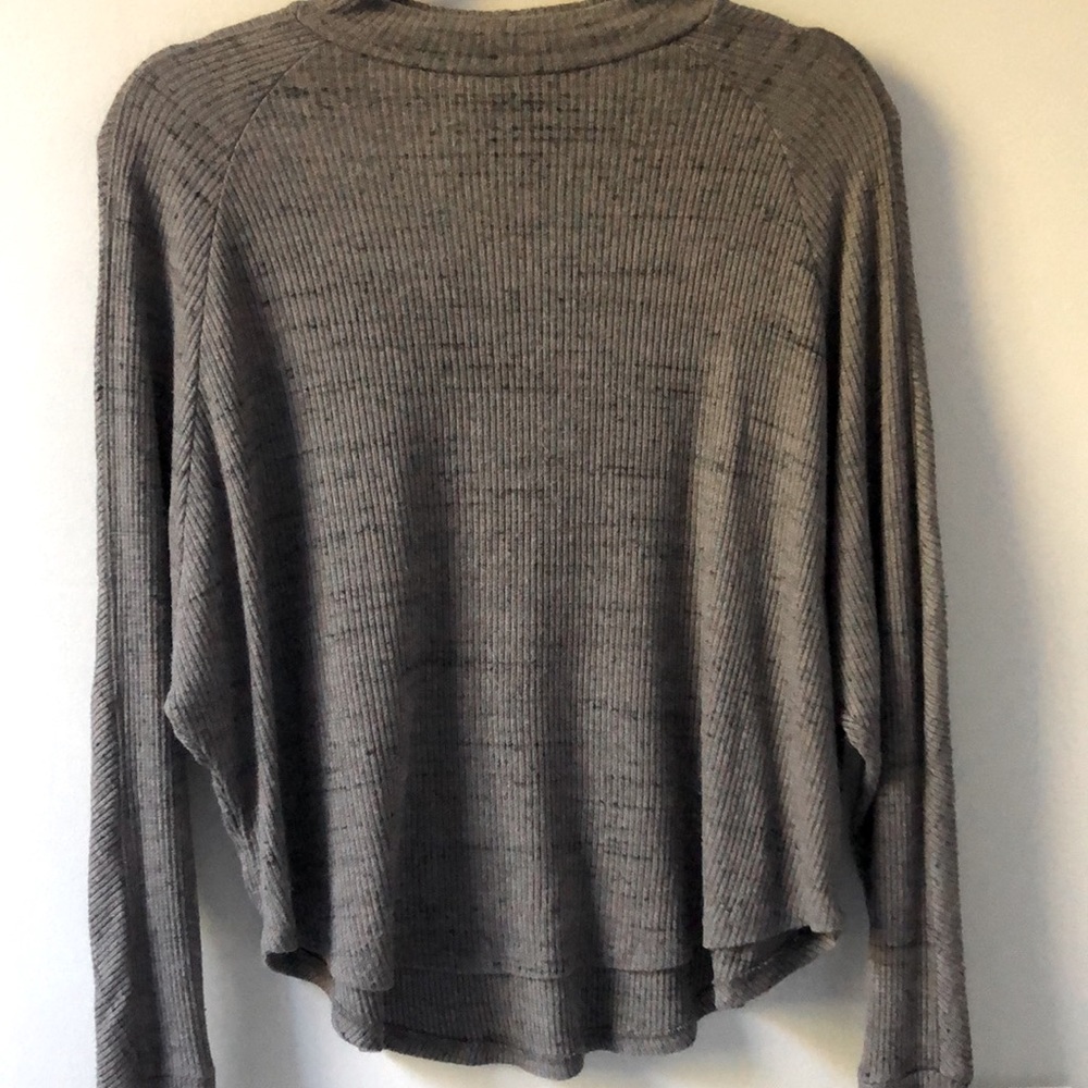Treasure & Bond Mock Neck Heather Ribbed Sweater Charcoal